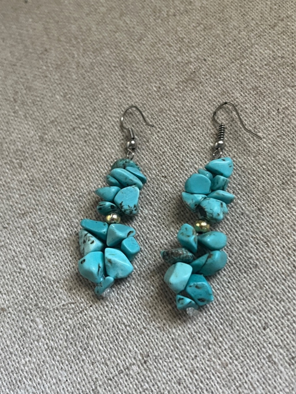 Turquoise Nuggets Dangle Earrings Drop Set Bohemian Southwest Style